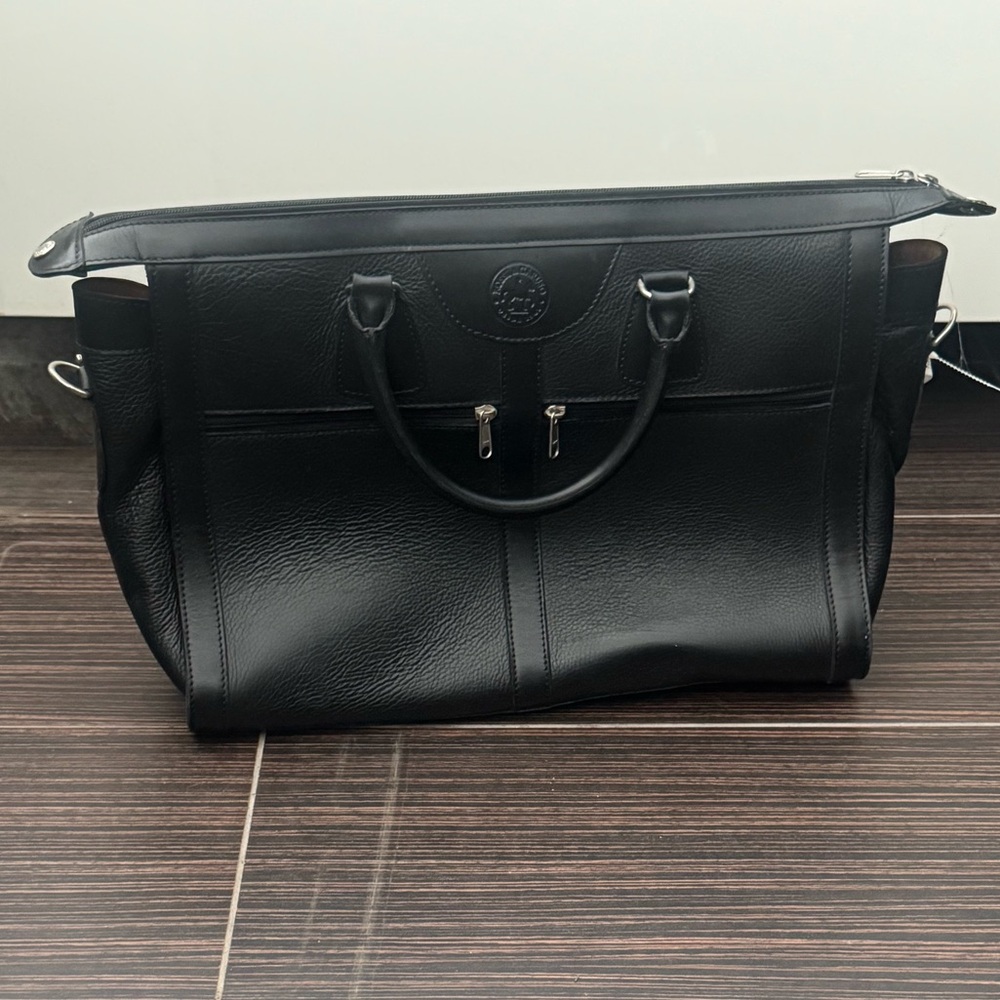 Rossi & Caruso Black Pebbled Leather Mens Weekender Travel Bag